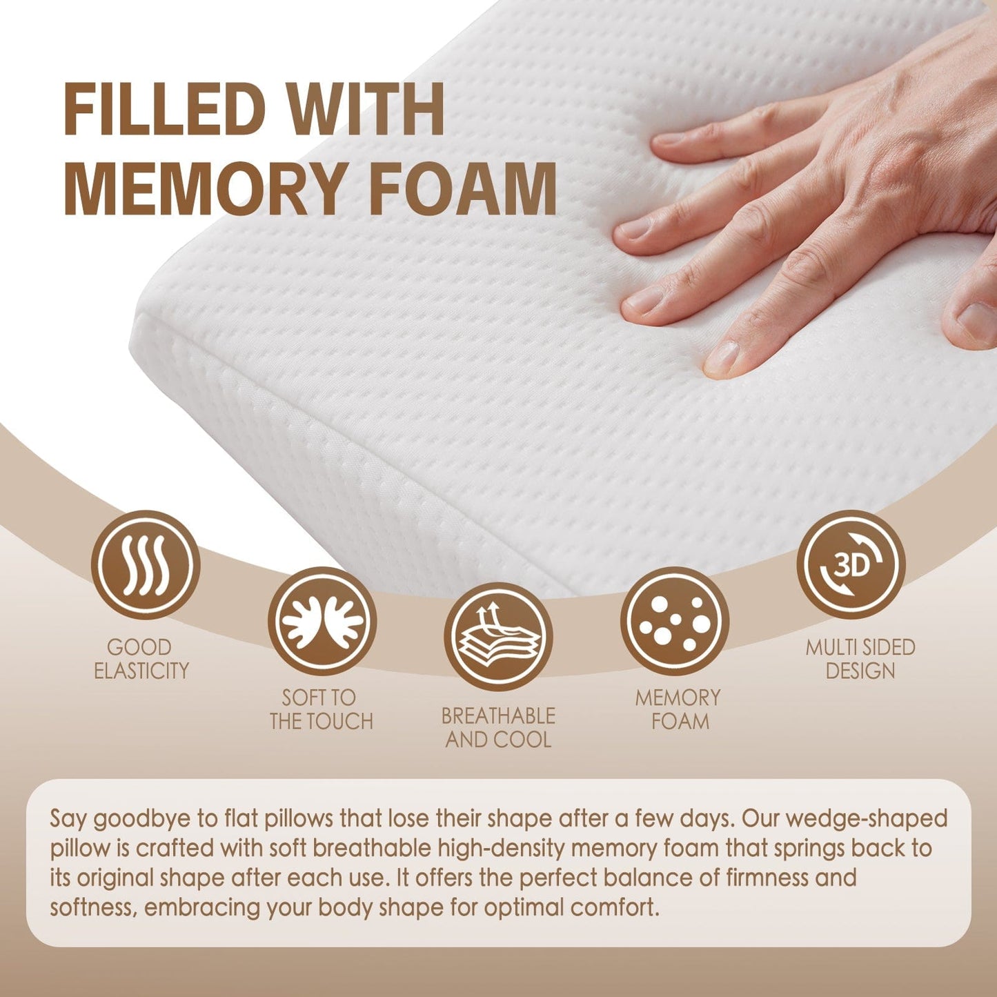 Memory Foam Bed Wedge Back Support Pillow