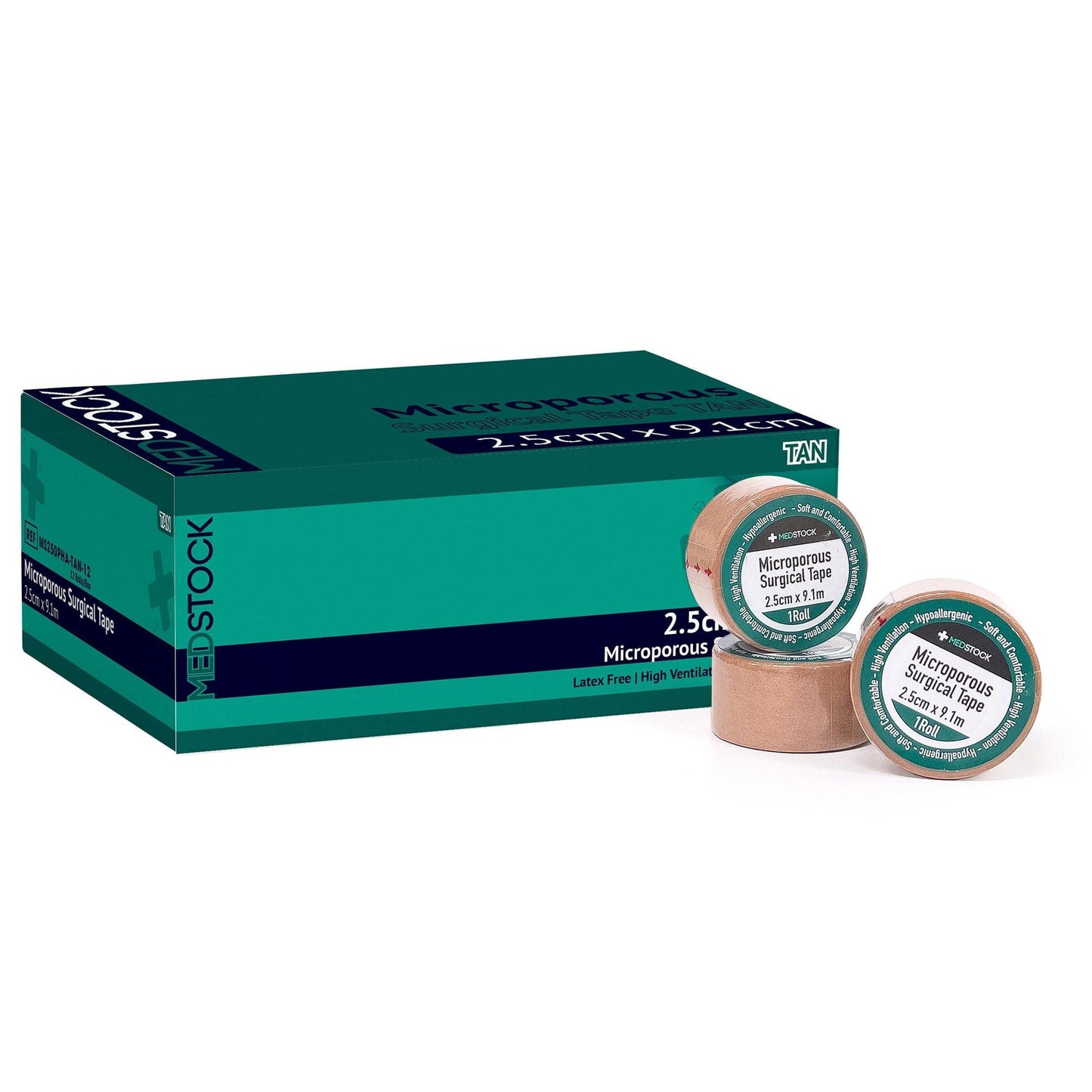 Microporous Surgical Tape Tan (Wrapped) 2.5cm x 9.1m