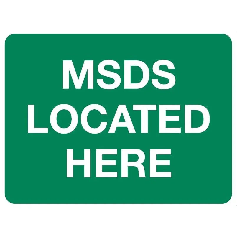 FastAid First Aid Equipment MSDS Located Here Sign 600 x 450mm