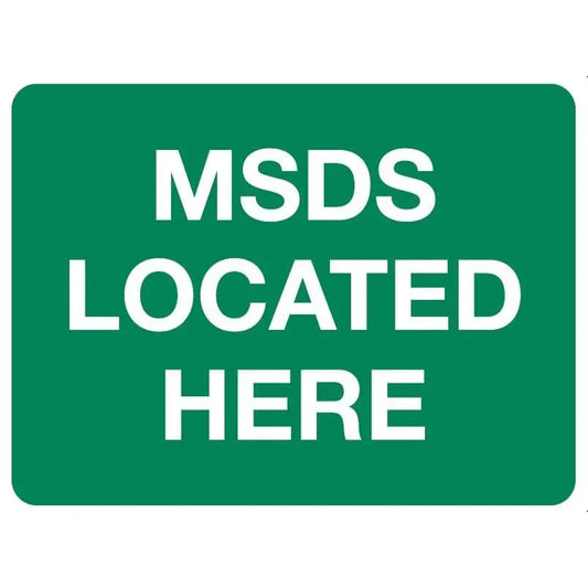 FastAid First Aid Equipment MSDS Located Here Sign 600 x 450mm