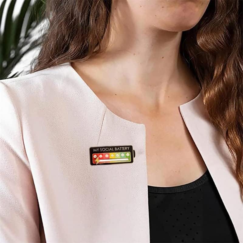 MY SOCIAL BATTERY Enamel Mood Conversion Lapel Pin Badge Funny Social Battery Indicator, 7 Days Mood, Cute, Creative Expression Pin Brooch