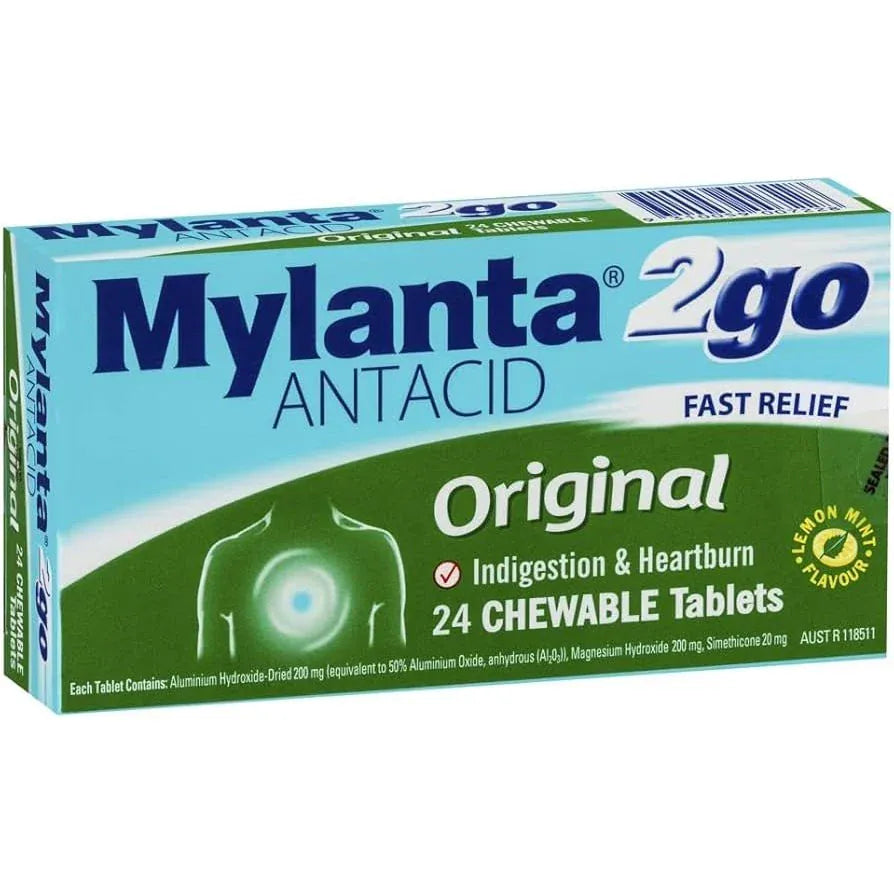 Mylanta Antacids Mylanta 2Go Original Chewable Tablets - Fast Relief for Indigestion