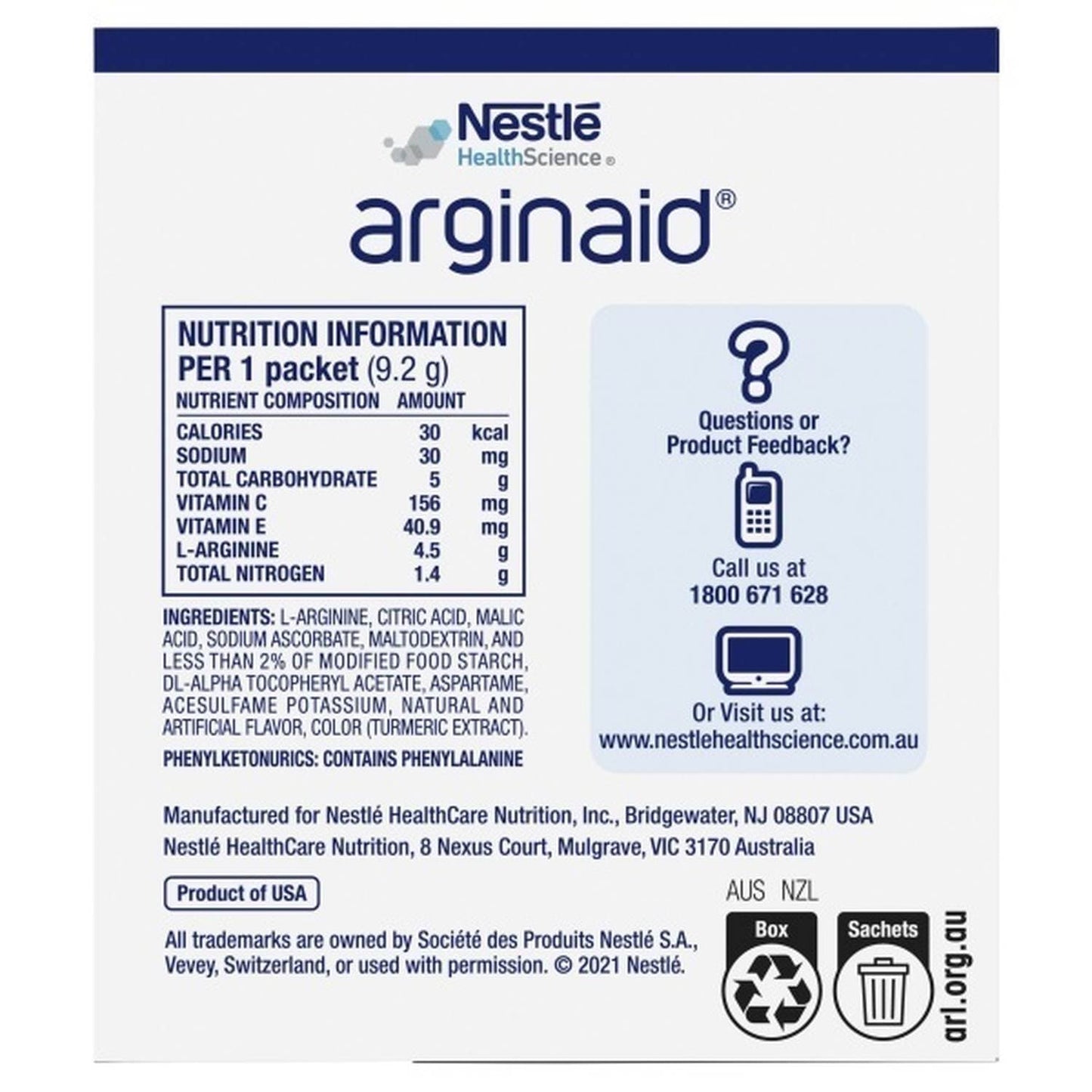 Nestle Arginaid Orange Sachet 9.2g