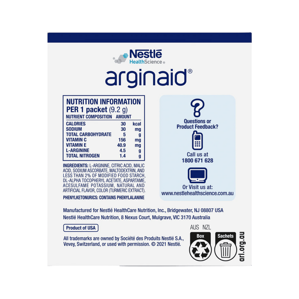 Nestle Arginaid Orange Sachet 9.2g