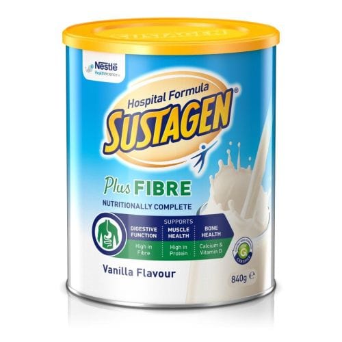Nestle Healthcare Carton of 6 Nestle Sustagen Formula Active Plus Fibre Vanilla 840g
