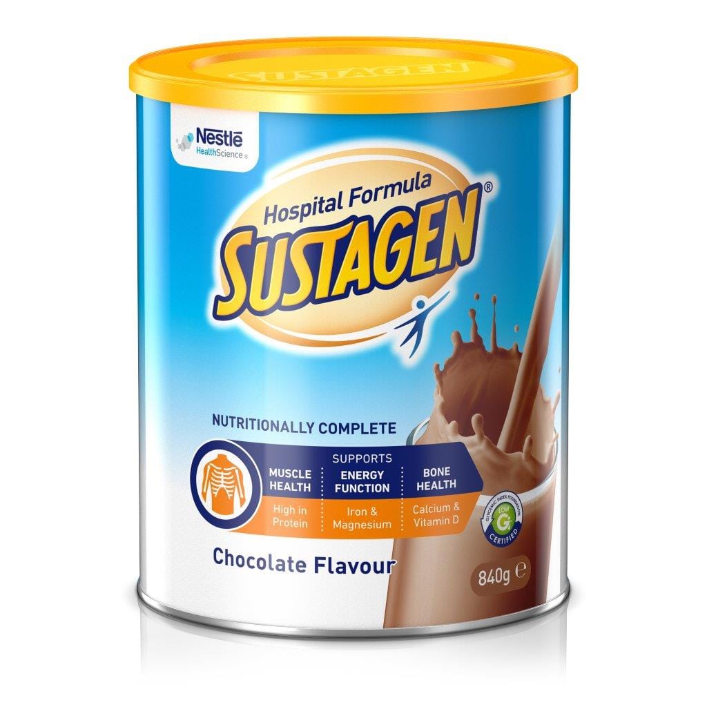 Nestle Healthcare Carton of 6 Nestle Sustagen Hospital Formula Active Chocolate 840g