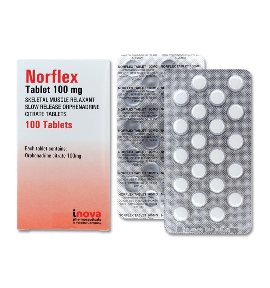Inova Pharma Muscle Relaxants Norflex Orphenadrine Citrate Tablets 100mg