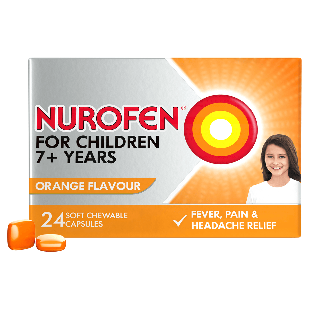 Nurofen For Children 7+ Orange Chewable Capsules 24