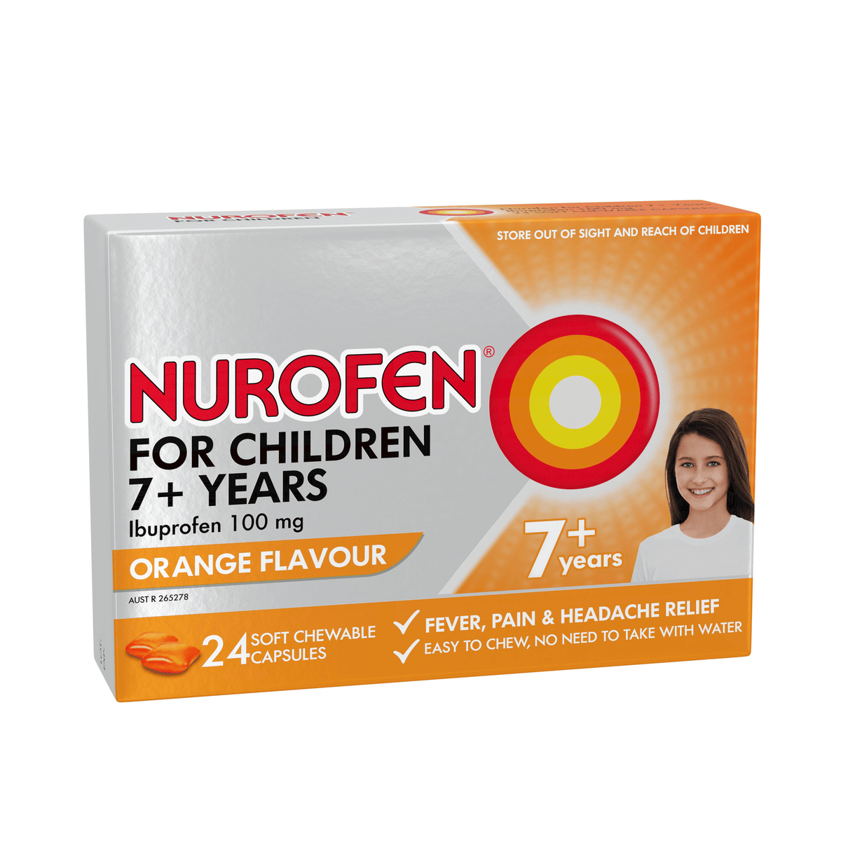 Nurofen For Children 7+ Orange Chewable Capsules 24