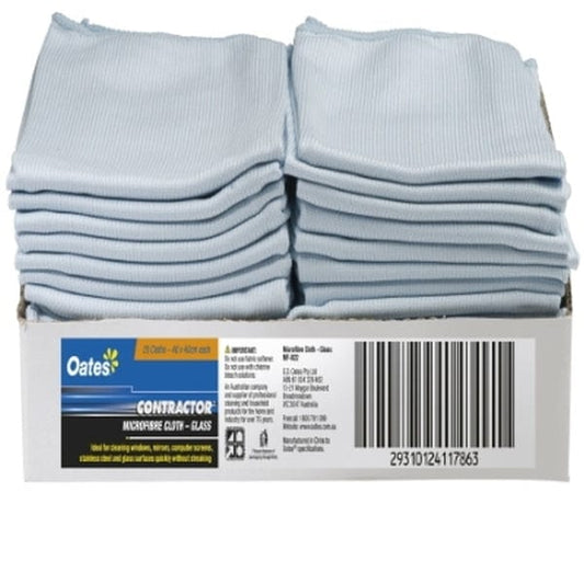 Oates cleaning & washroom supplies Each Oates Contractor Microfibre Glass Cloth Blue