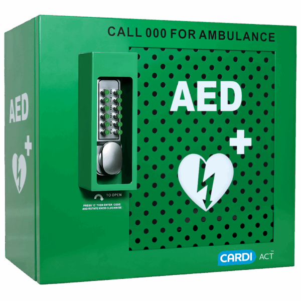 Outdoor AED Cabinet with Lock – Weatherproof Defibrillator Storage (38×42×22cm) | CardiAct