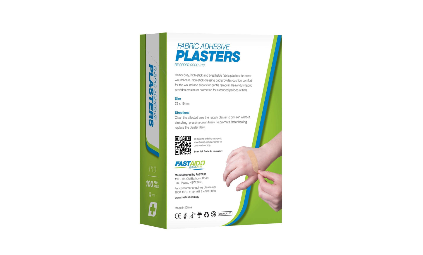 FastAid First Aid Consumables P13, Adhesive Plasters Fabric 72 x 19mm