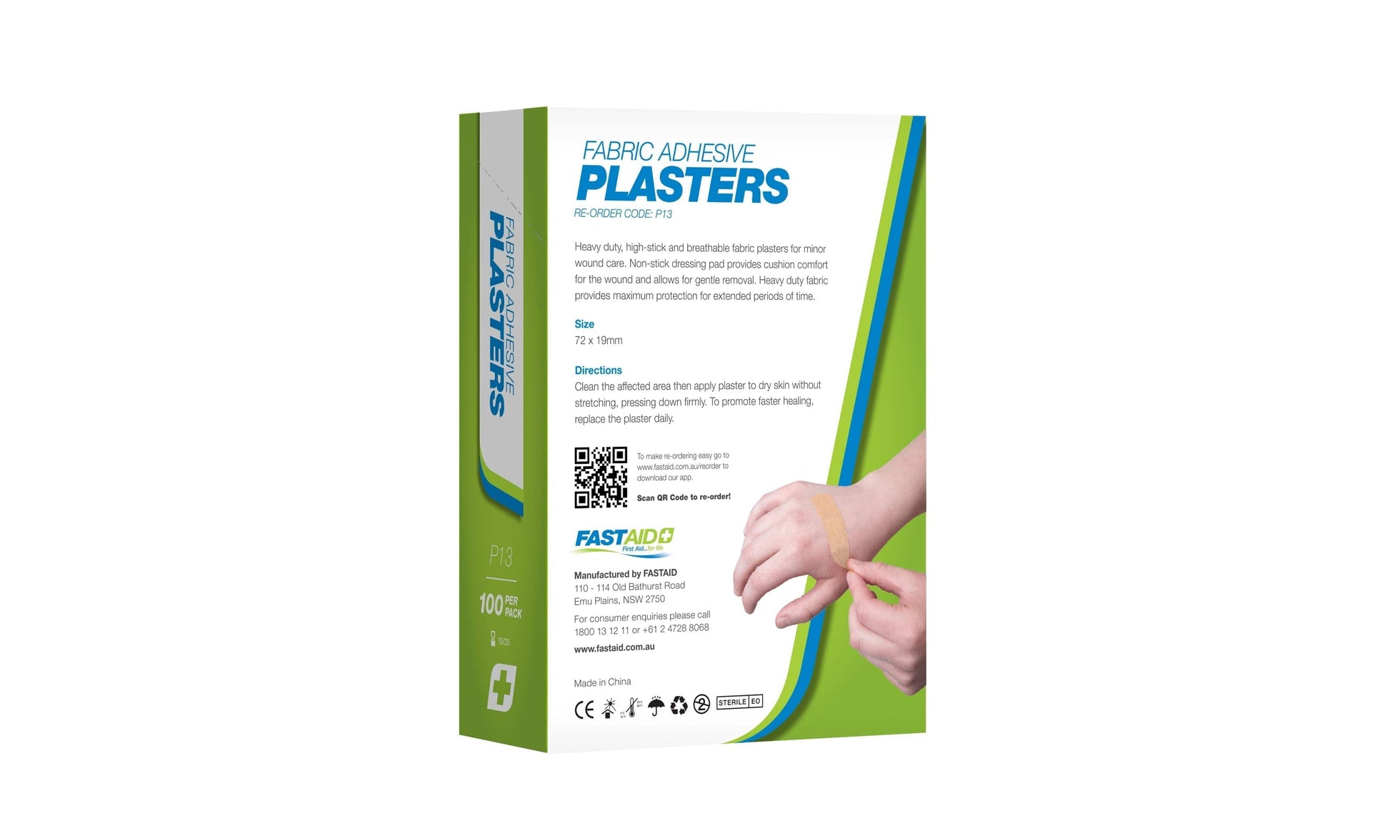 FastAid First Aid Consumables P13, Adhesive Plasters Fabric 72 x 19mm