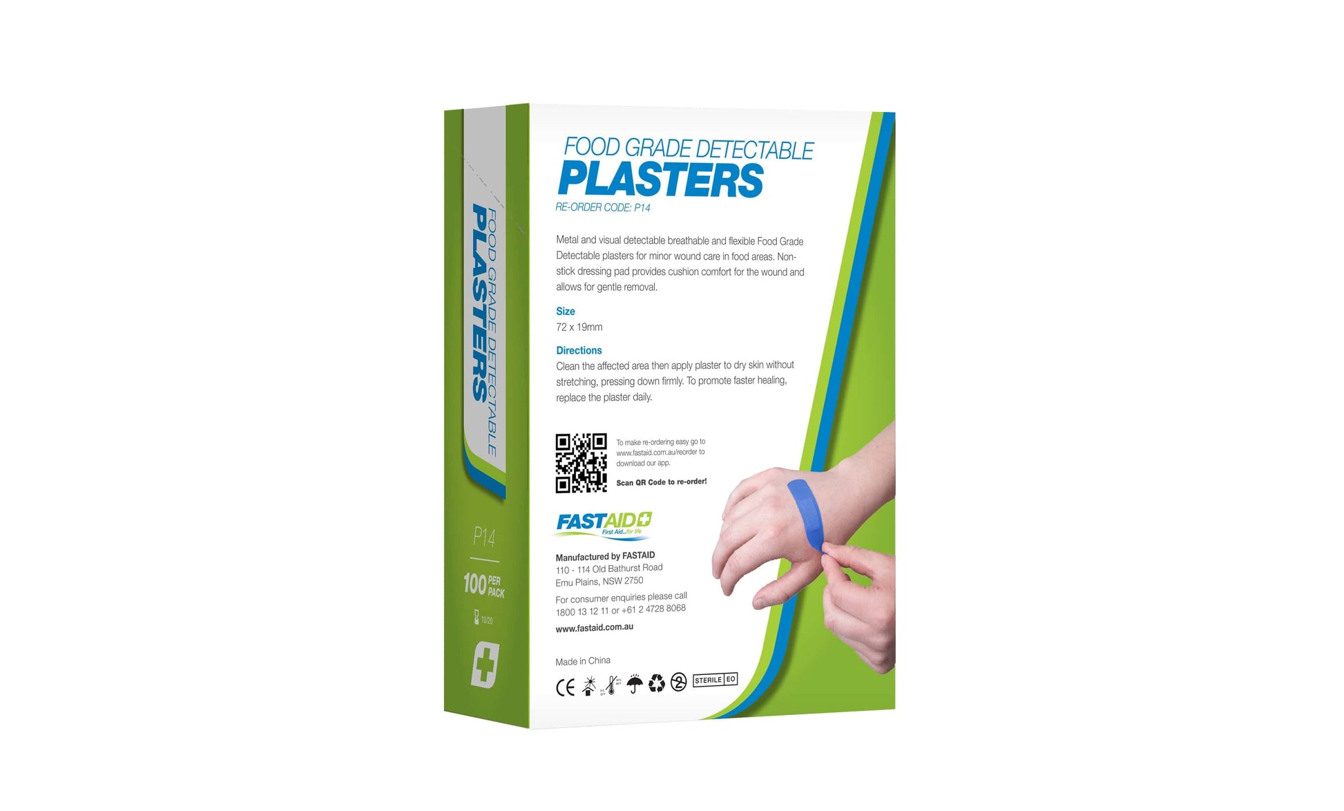 FastAid First Aid Consumables P14, Food Grade Plasters, Metal and Visual Detectable