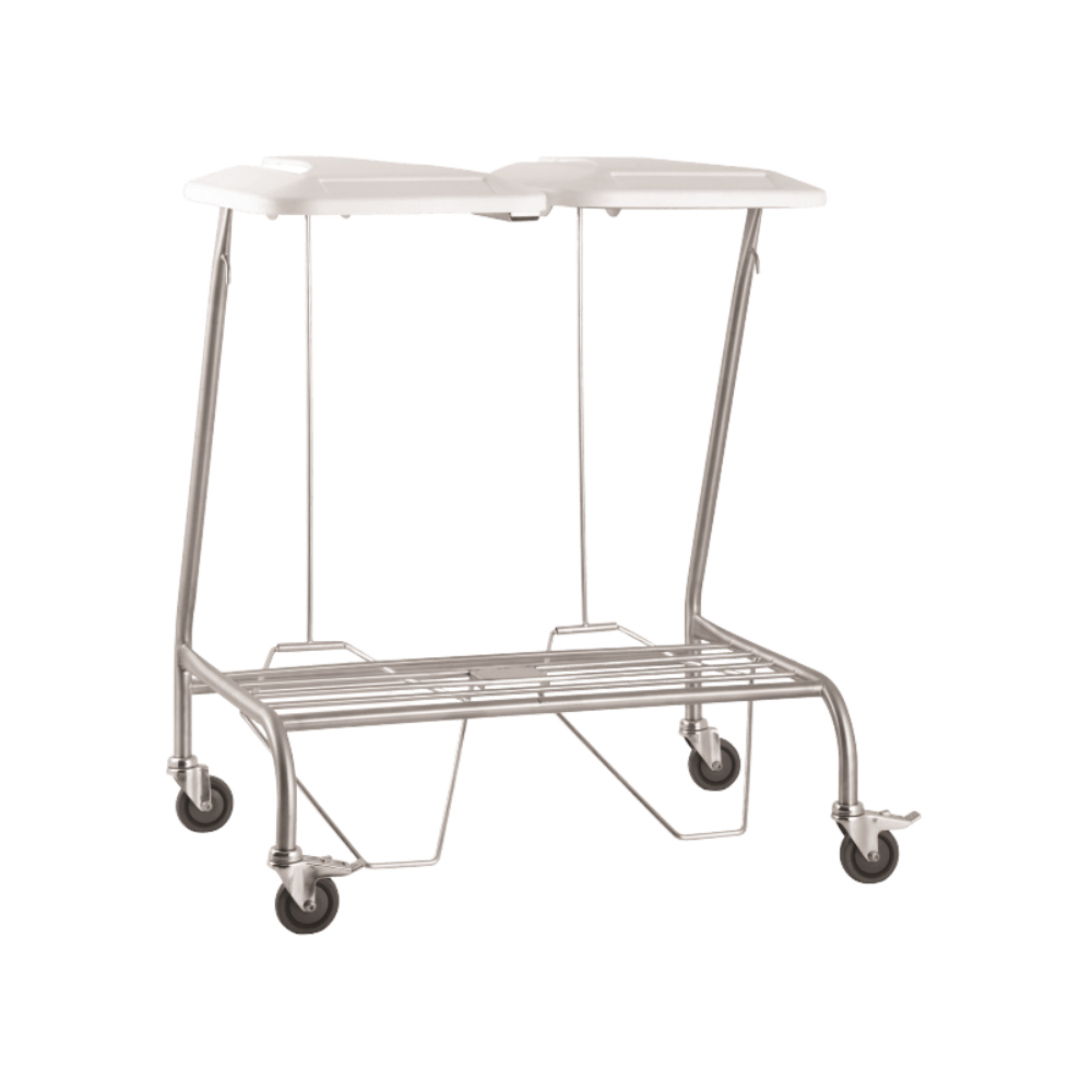 Pacific Medical Double Linen Skip Trolley with Lockable Castors