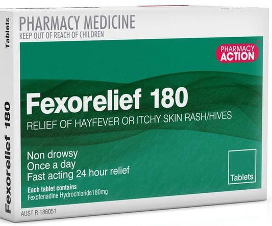 Pharmacy Action Allergy Treatments Pharmacy Action Fexorelief 180mg Tablets - Allergy Relief