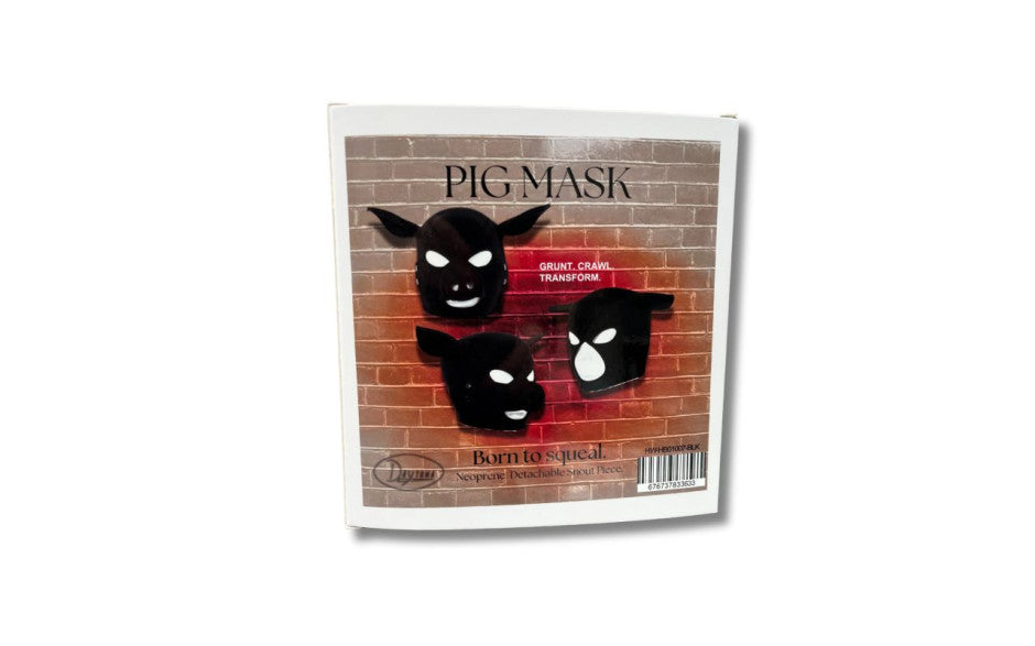 Full Neoprene Pig Play Head Mask with Detachable Muzzle Black