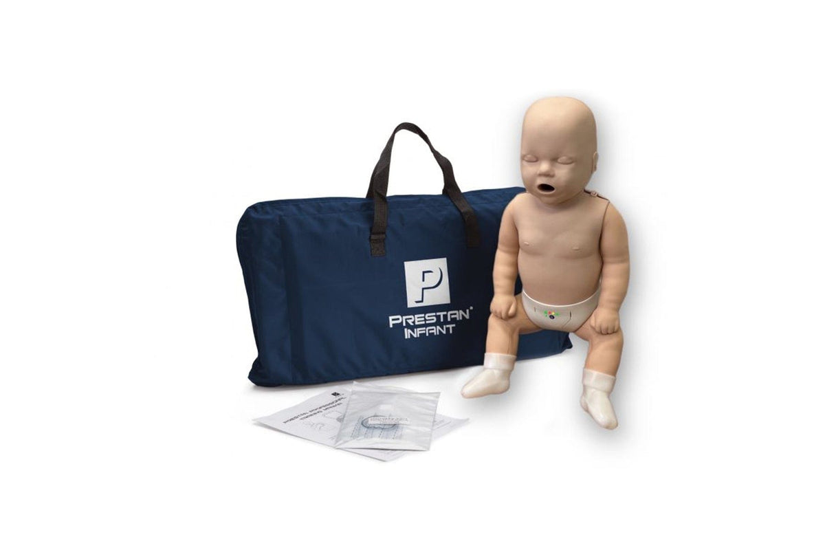 Prestan Professional Infant CPR-AED Training Manikin - with Blue CPR Monitor, 10 lung bags and a nylon carrying case