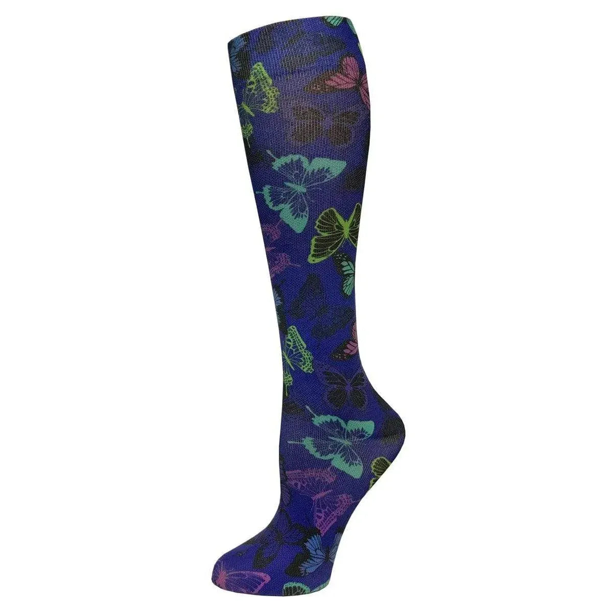 Prestige Medical Socks Butterflies Navy Prestige 30cm Soft Comfort Compression Socks