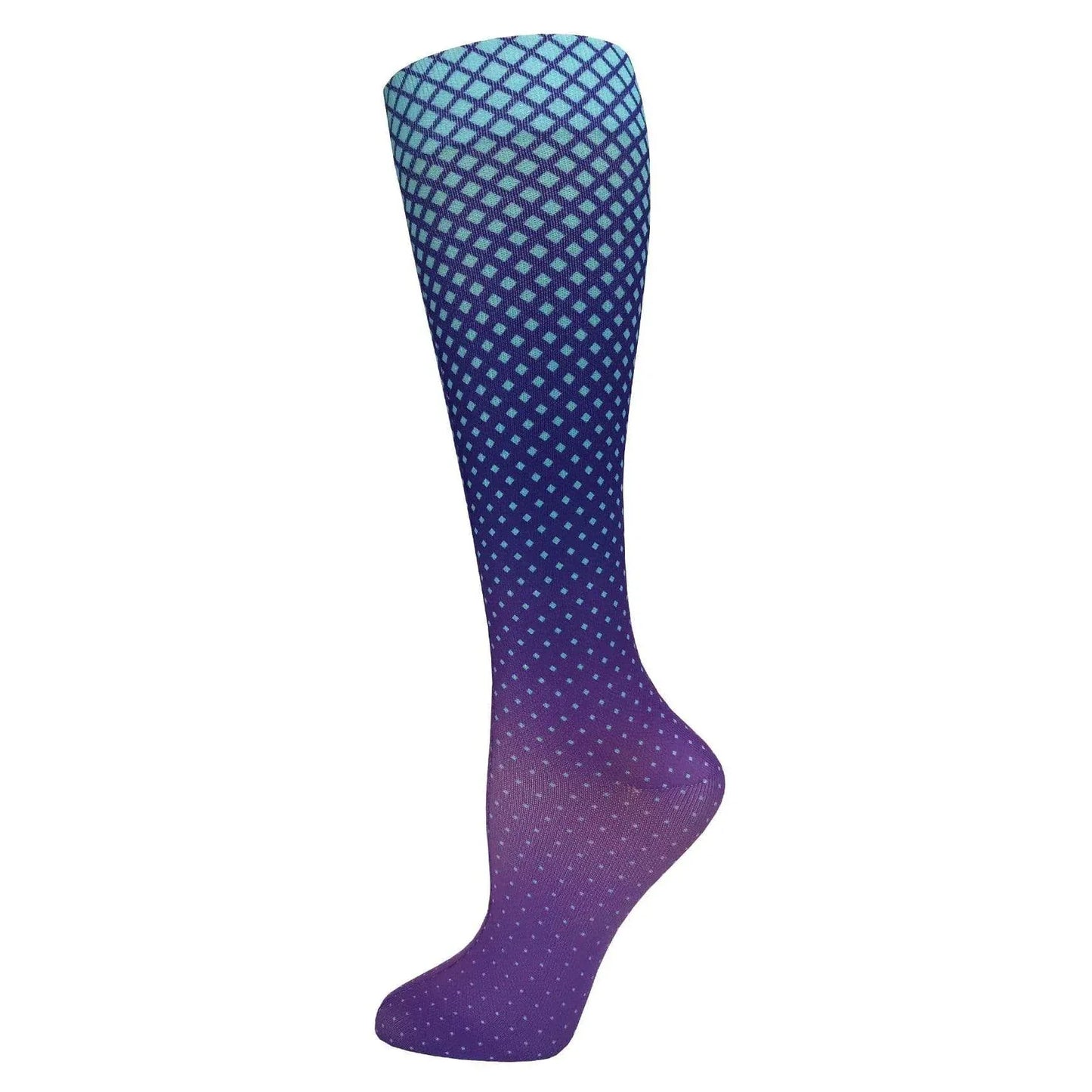 Prestige Medical Socks Dot Matrix Aqua & Purple Prestige 30cm Soft Comfort Compression Socks