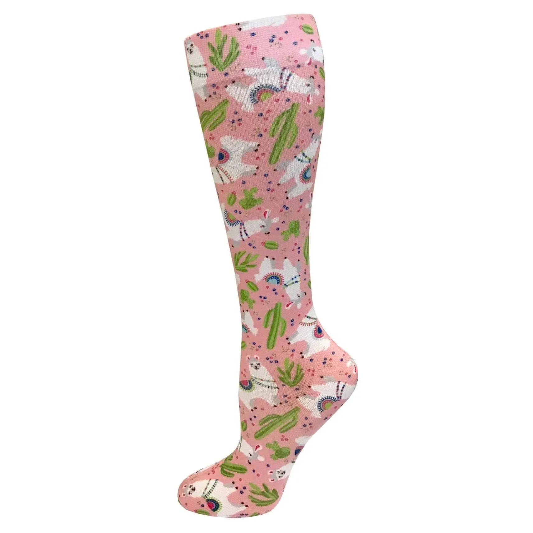 Prestige Medical Socks Llamas Pink Prestige 30cm Soft Comfort Compression Socks