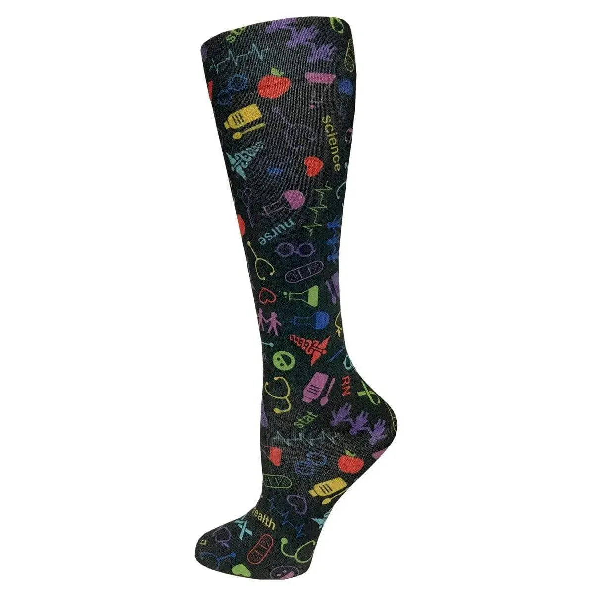 Prestige Medical Socks Medical Symbols Black Prestige 30cm Soft Comfort Compression Socks