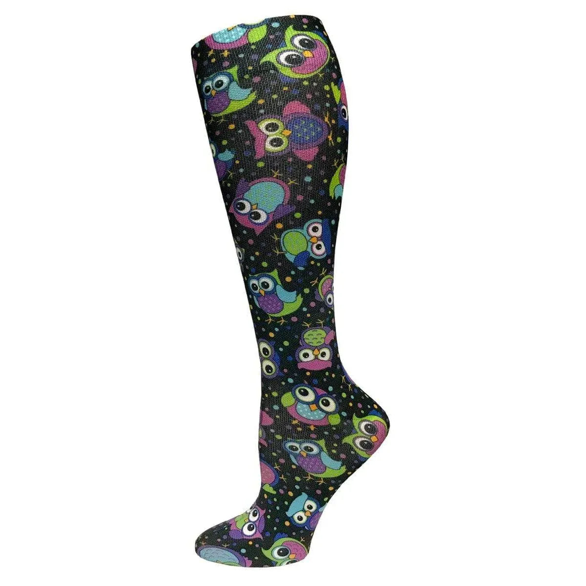 Prestige Medical Socks Party Owls Black Prestige 30cm Soft Comfort Compression Socks