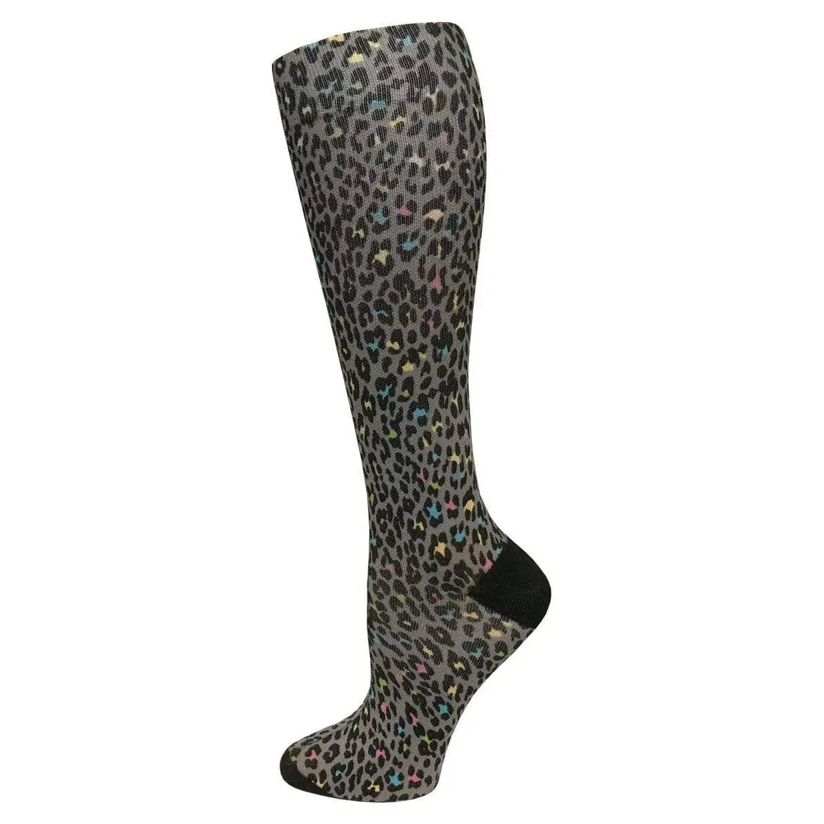 Prestige Medical Socks Leopard Print Grey Prestige 30cm Soft Comfort Compression Socks