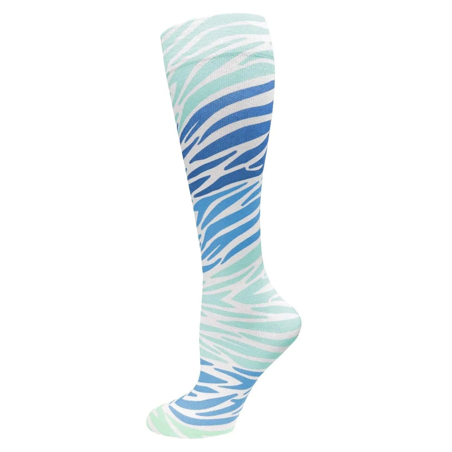 Prestige Medical Socks Zebra Blue Prestige 30cm Soft Comfort Compression Socks