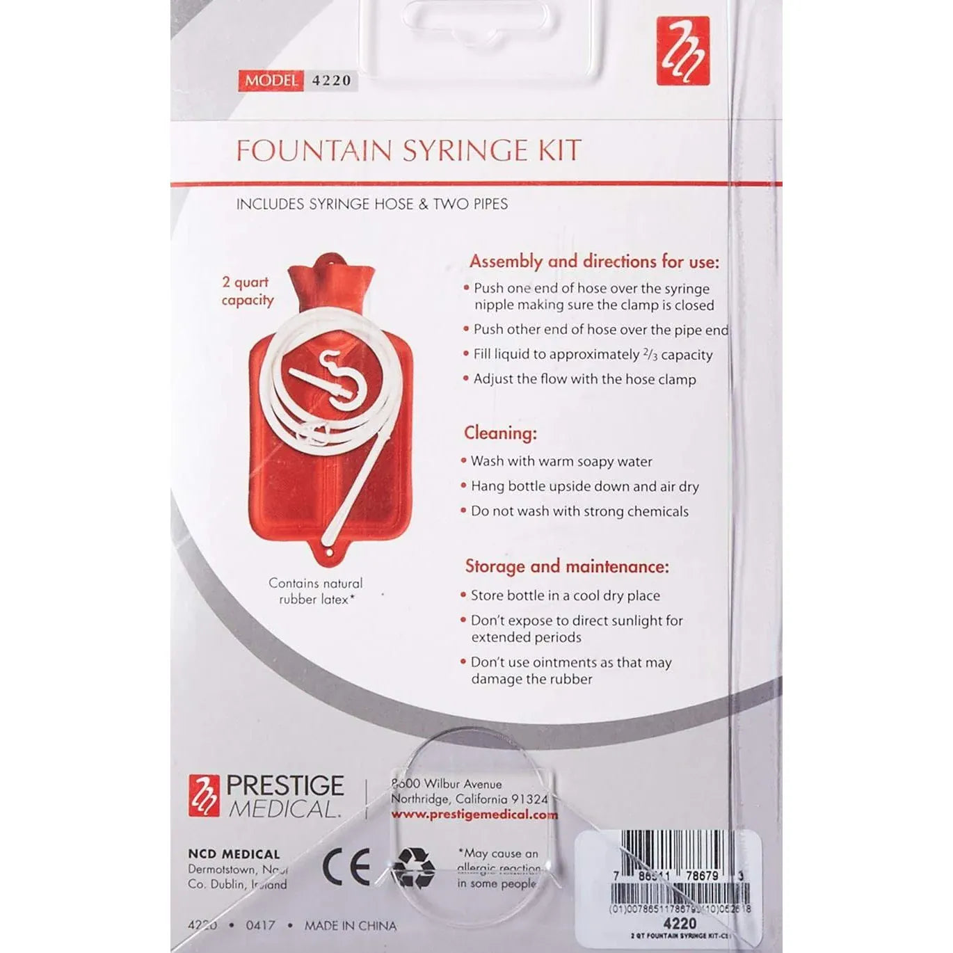 Prestige Medical Rubber Goods Prestige Fountain Water Bottle Syringe Kit