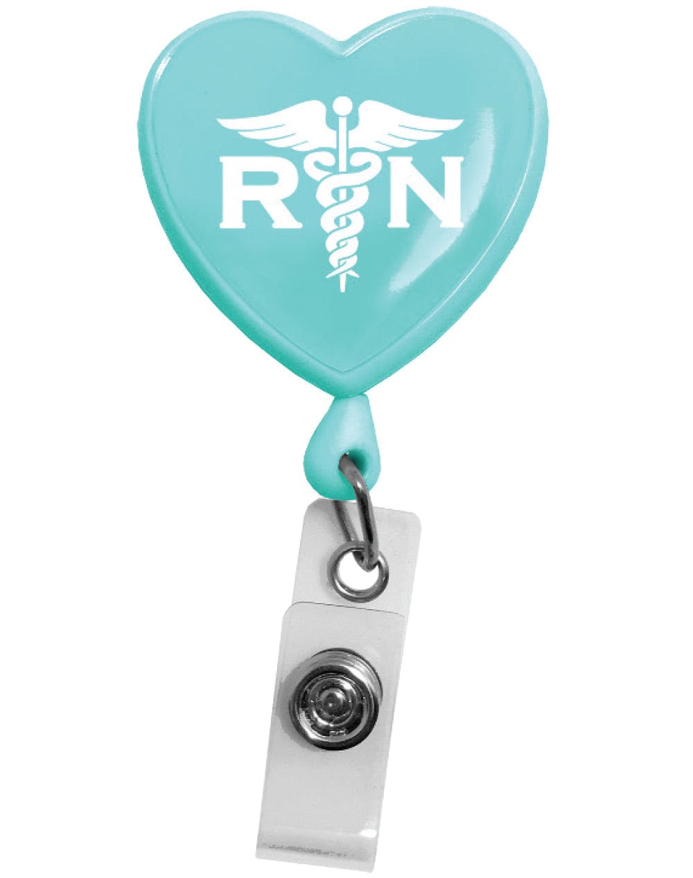Prestige Medical ID Holder RN Heart on Aqua Sea Prestige Retracteze ID Holder