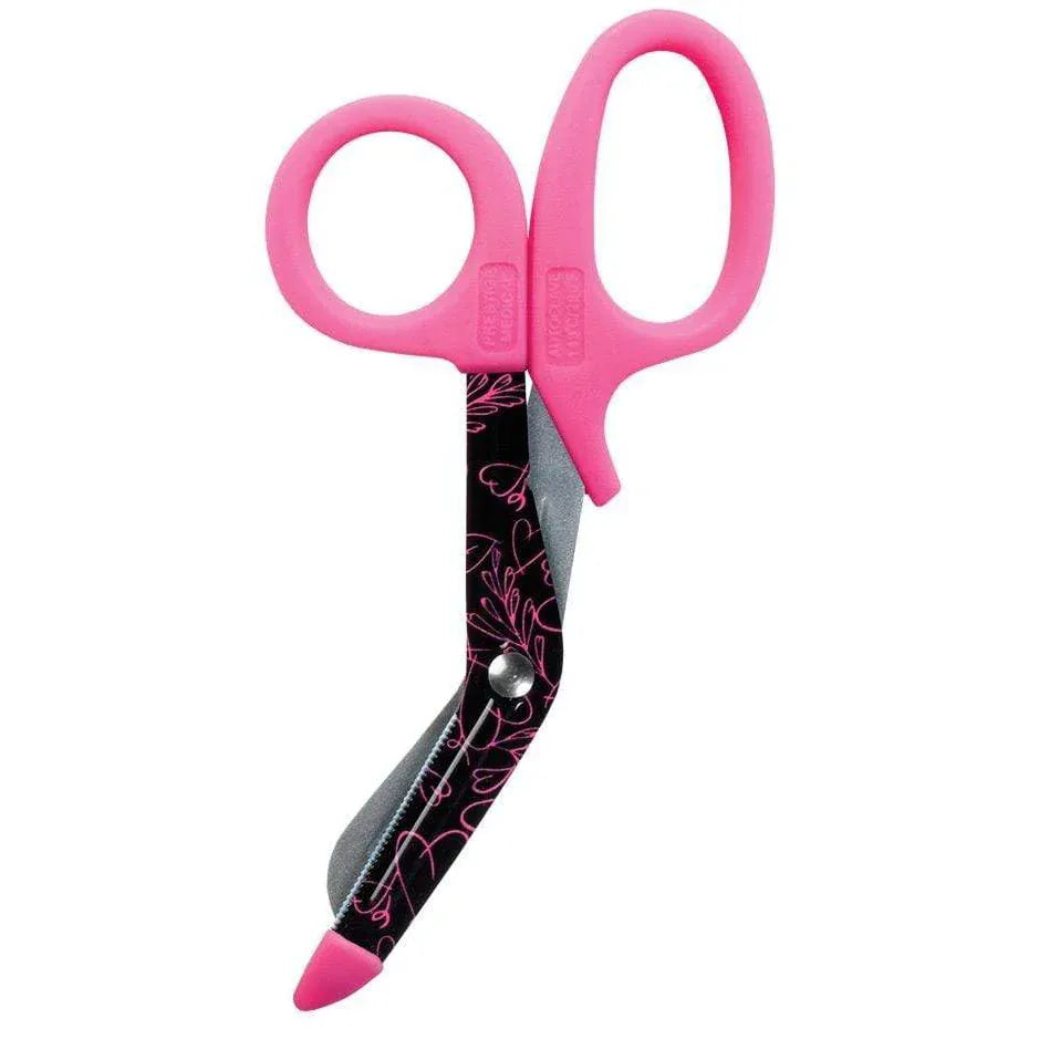 Prestige Medical Utility Scissors Pink Hearts in Black Prestige StyleMate Utility Scissor