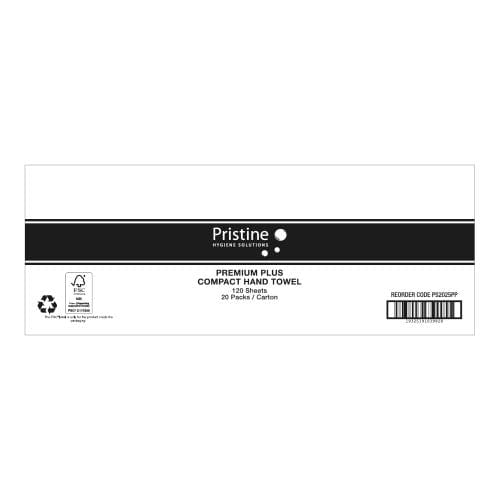 Pristine Cleaning & Washroom Supplies Carton of 20 Pristine Premium Plus Compact Hand Towel