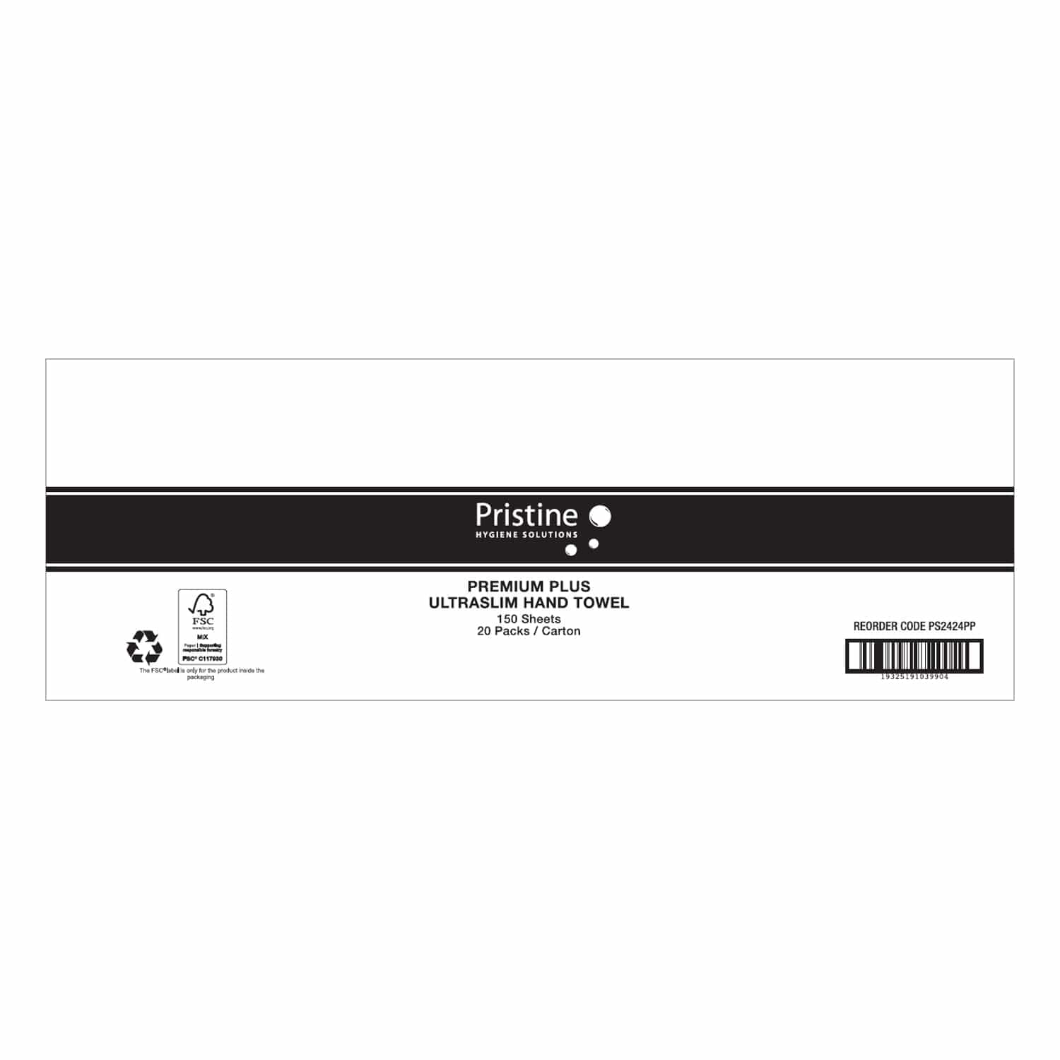Pristine Cleaning & Washroom Supplies Carton of 20 Pristine Premium Plus Ultraslim Hand Towel