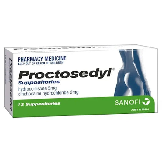 Sanofi Proctosedyl Suppos 12 (Hydrocortisone Cinchocaine Esculin Suppos)