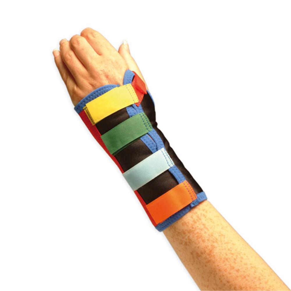 Paediatric wrist and thumb splint — adjustable lycra-fleece support