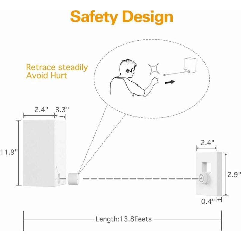 Retractable Clothes Drying Rack Indoor Outdoor Wall Mounted Clothes Dryer Retractable Hanger Lock To Prevent Sagging -