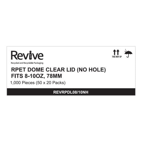Revive Dome Lid Rpet Clear No Hole 8/10oz