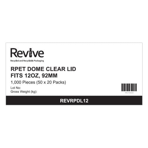 Revive Dome Lid Rpet Clear Round Hole 12oz