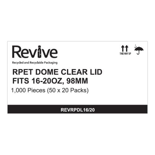 Revive Dome Lid Rpet Clear Round Hole 16/20oz