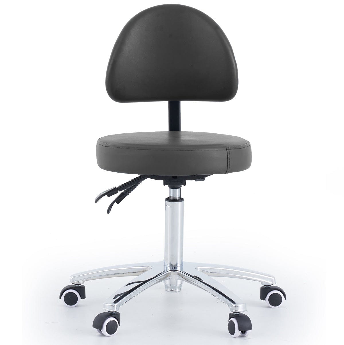 Round Stool With Backrest - Black