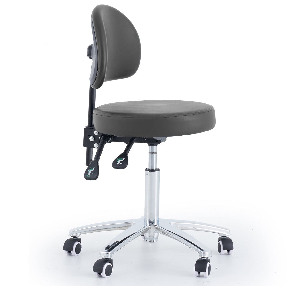 Round Stool With Backrest - Black