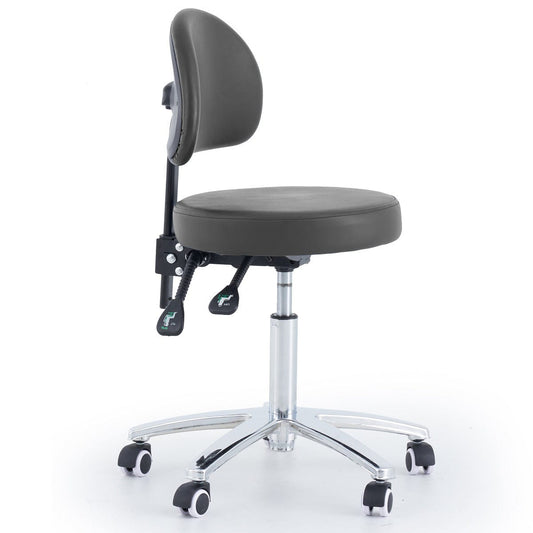 Round Stool With Backrest - Black
