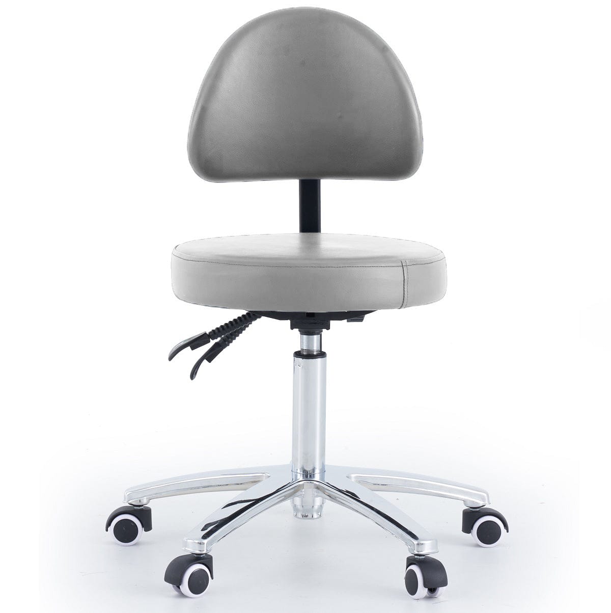 Round Stool With Backrest - Grey