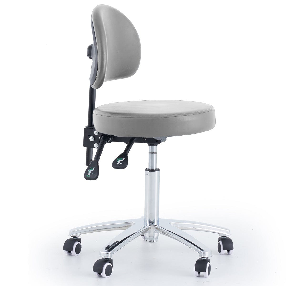 Round Stool With Backrest - Grey