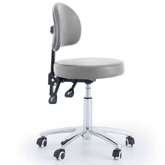 Round Stool With Backrest - Grey