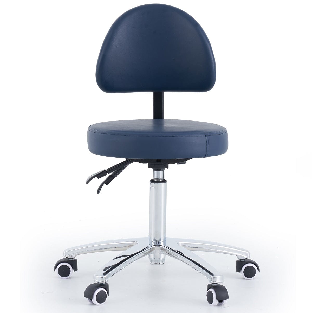 Round Stool With Backrest - Navy Blue