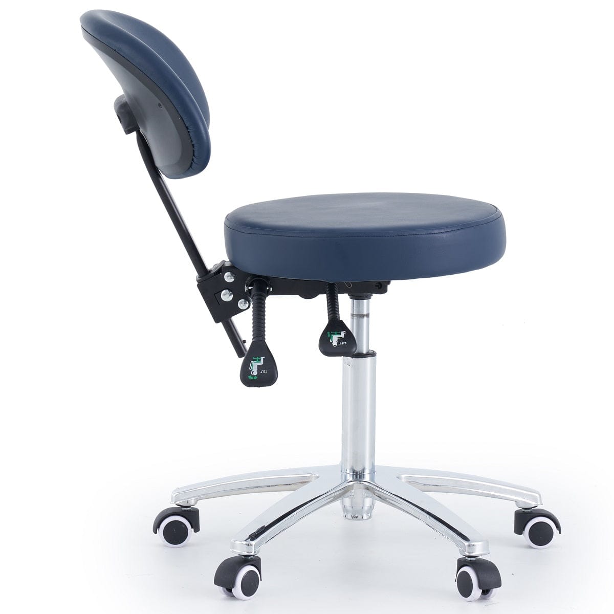 Round Stool With Backrest - Navy Blue