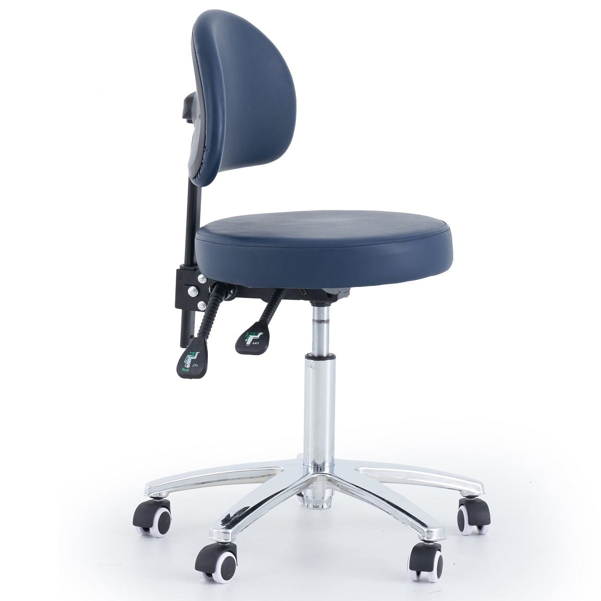 Round Stool With Backrest - Navy Blue