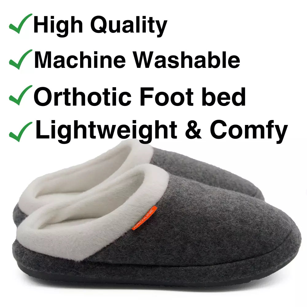 Archline Orthotic Slippers - Slip On Scuffs Grey